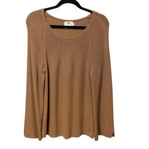 Edinburgh Knitwear Pima Cotton Wide Sleeve Pullover Sweater Tan Womens Large